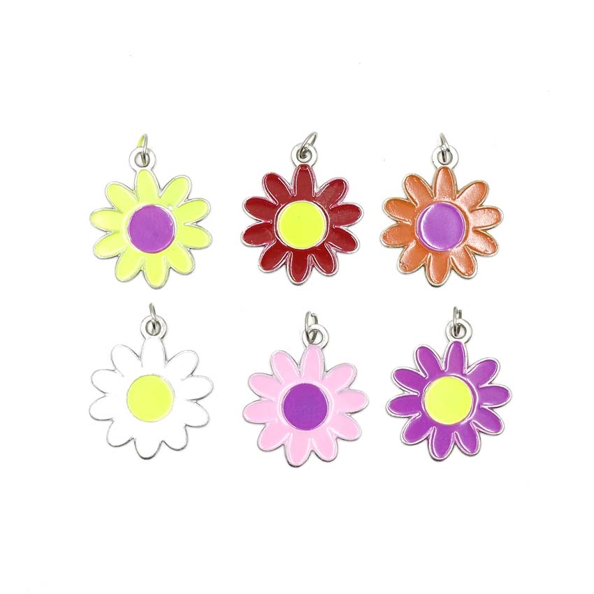 Colorful Daisy Charms - Set of Six