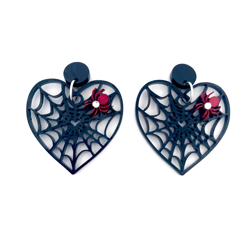 Spider Heart Earrings By Wintersheart