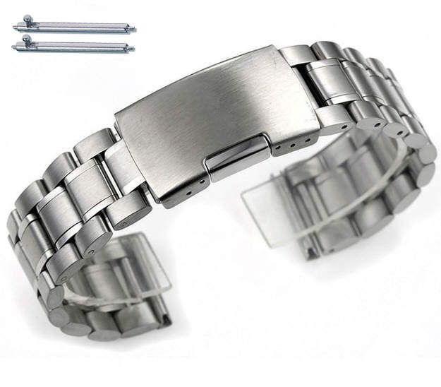 Stainless Steel Metal Bracelet Replacement 22mm Watch Band Button Clasp #5015