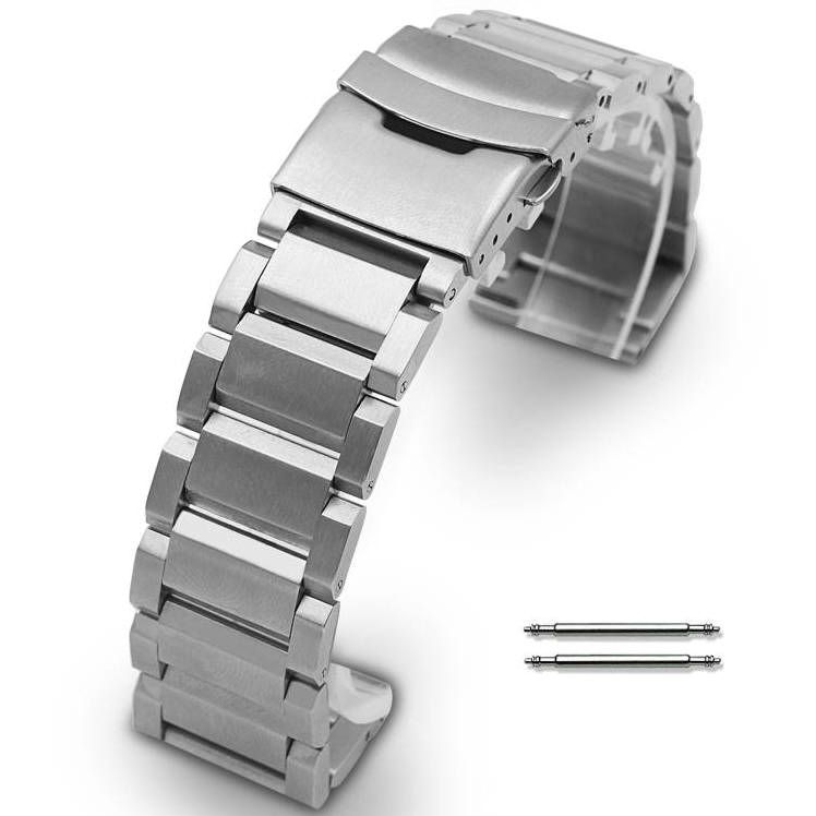 Stainless Steel Metal Bracelet Replacement 22mm Watch Band Double Locking clasp #5003