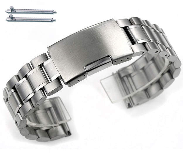 Stainless Steel Metal Bracelet Replacement 23mm Watch Band Button Clasp #5015