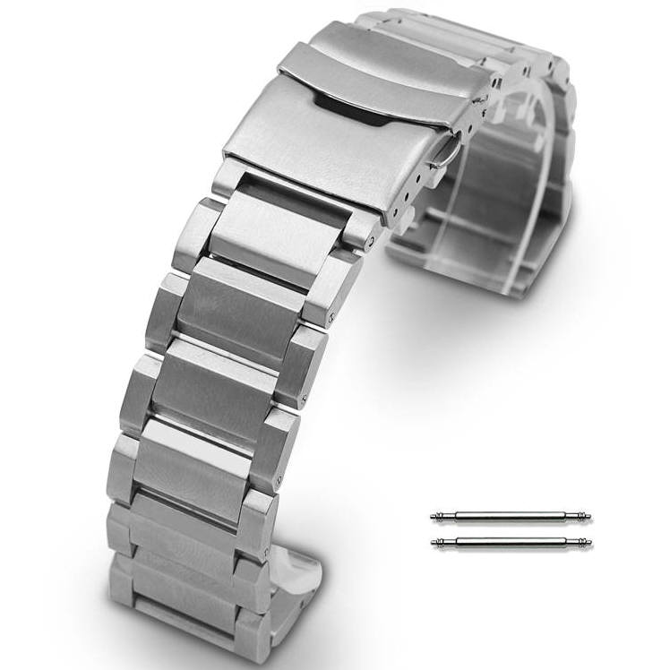 Stainless Steel Metal Bracelet Replacement 23mm Watch Band Double Locking clasp #5003