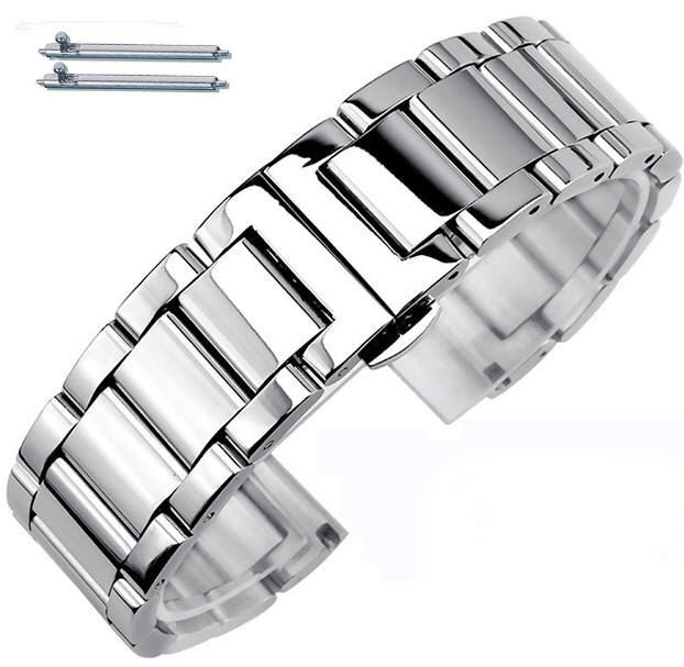 Stainless Steel Metal Bracelet Replacement Watch Band Strap Push Butterfly Clasp #5010