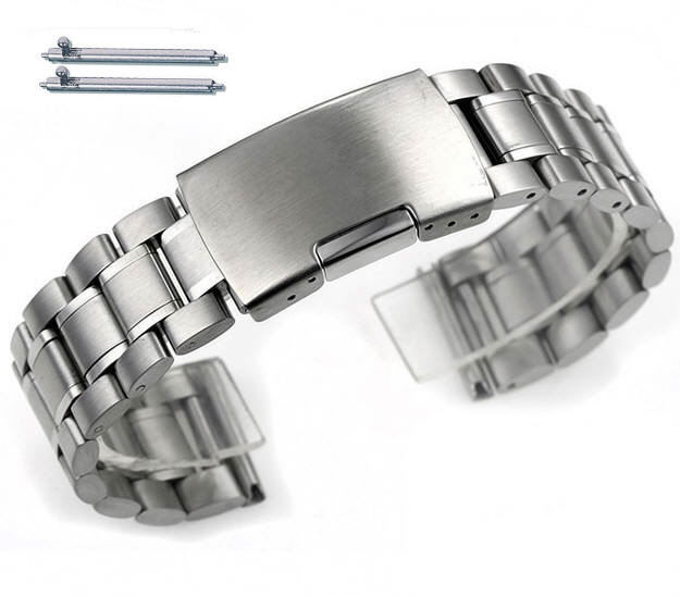 Stainless Steel Metal Bracelet Replacement Watch Band Strap Push Button Clasp #5015