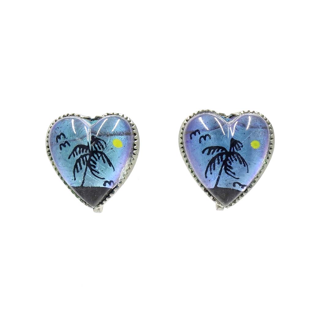 Vintage Sterling Butterfly Wing Heart Earrings