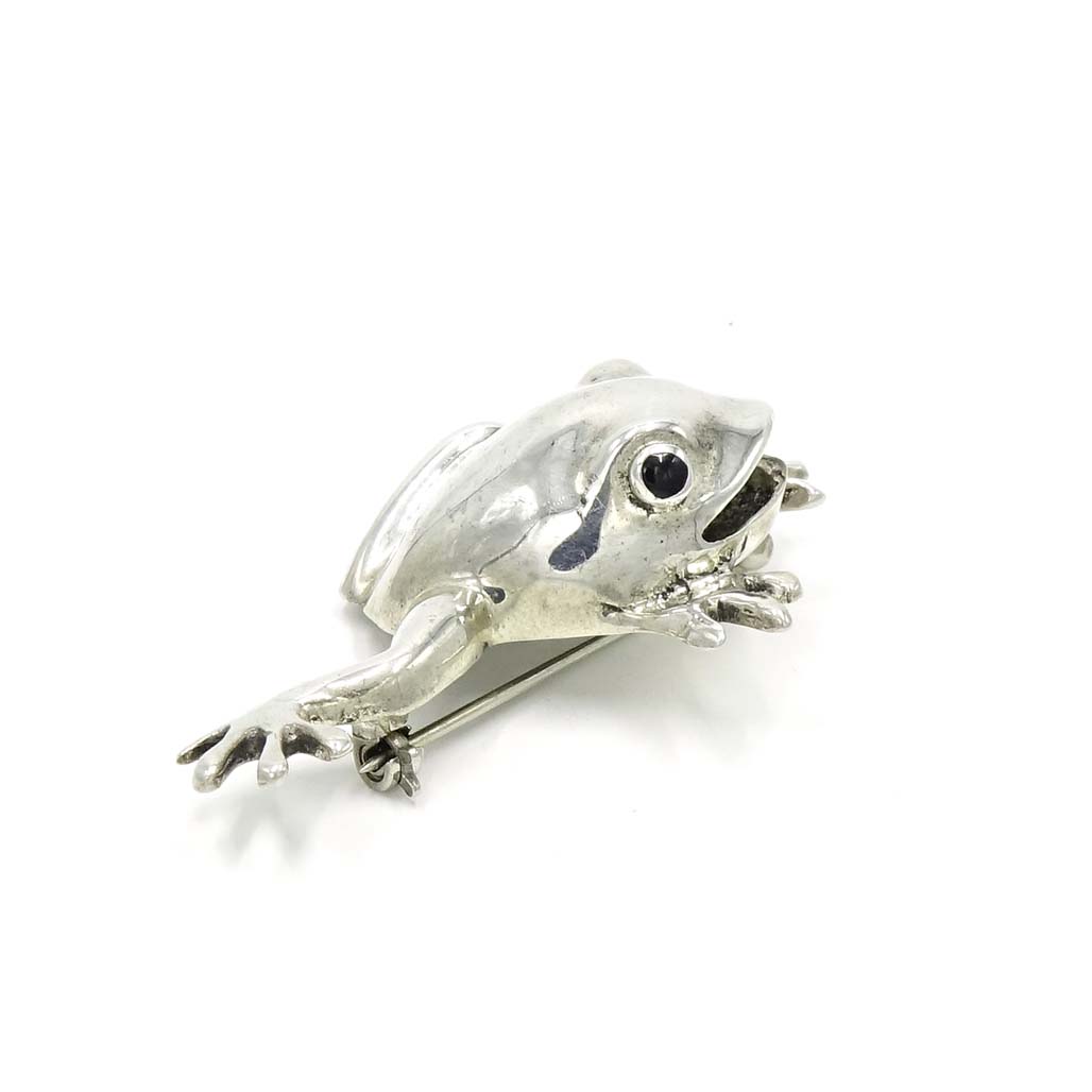 Vintage Sterling Silver Frog Brooch From Mexico