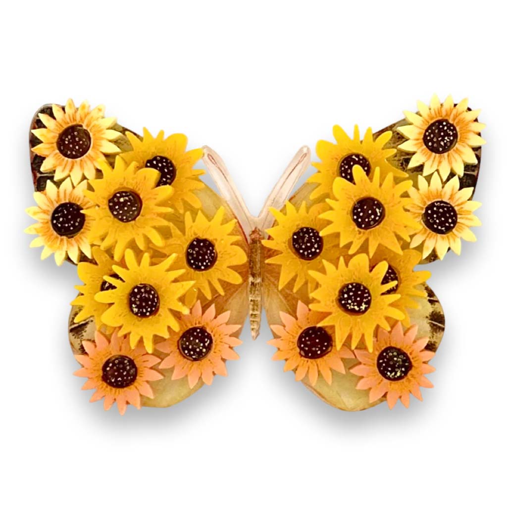 Sunflower Butterfly Brooch By Wintersheart