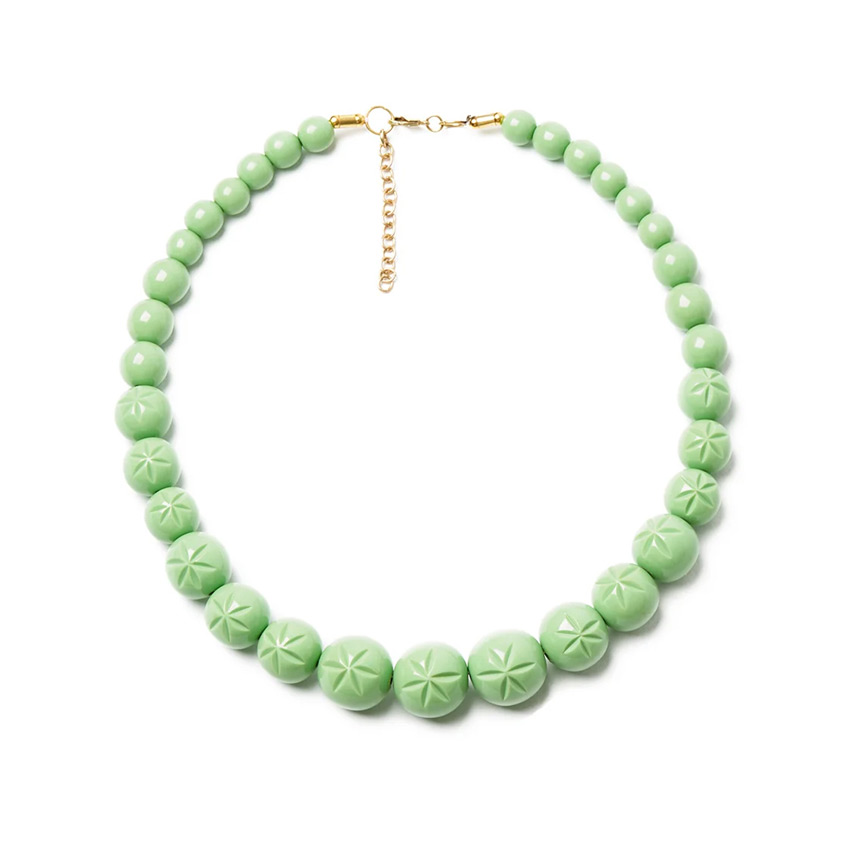 Tea Heavy Carved Bead Necklace By Splendette