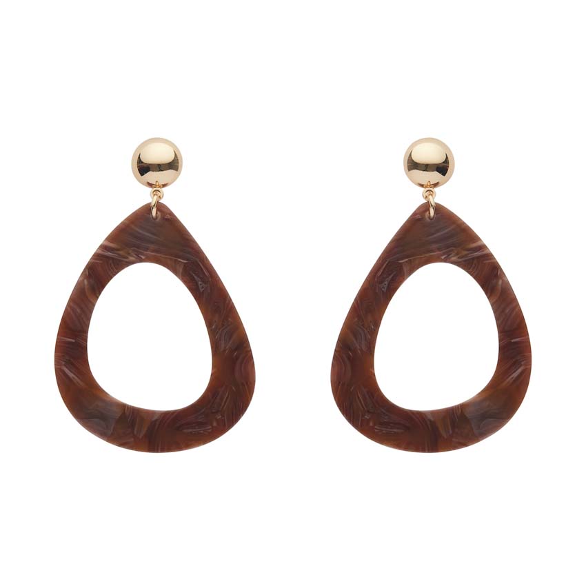 Brown Marble Statement Teardrop Drop Earrings By Erstwilder