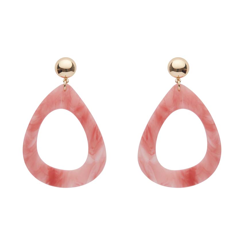 Orange Marble Statement Teardrop Drop Earrings By Erstwilder