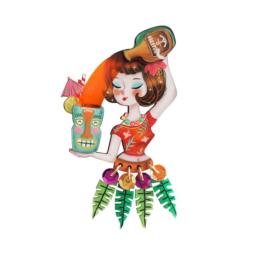 Tiki Waitress Brooch By Laliblue