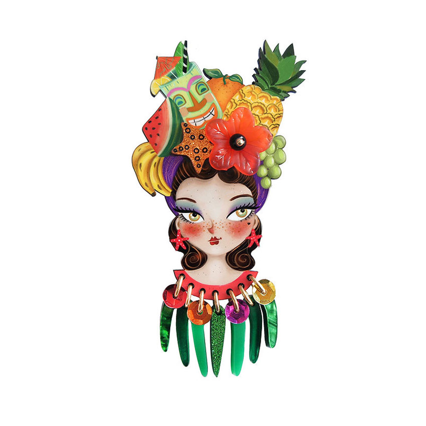 Tropical Tiki Girl Brooch By Laliblue