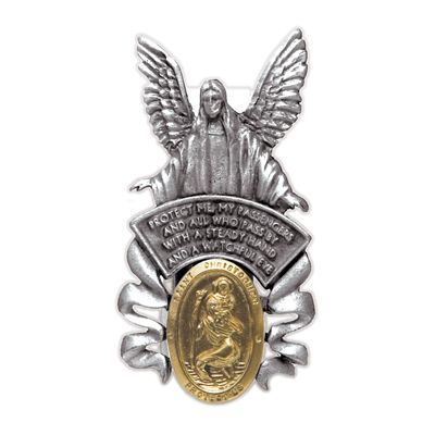 Extel Pewter and Gold Plated Angel Sun Visor Clip for Cars