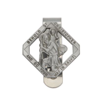 Extel Diamond Pewter St. Christopher Sun Visor Clip for Cars
