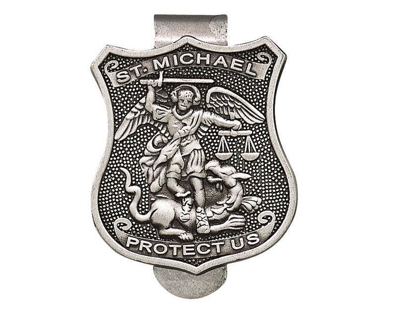 Extel Pewter St. Michael Sun Visor Clip for Police Cars