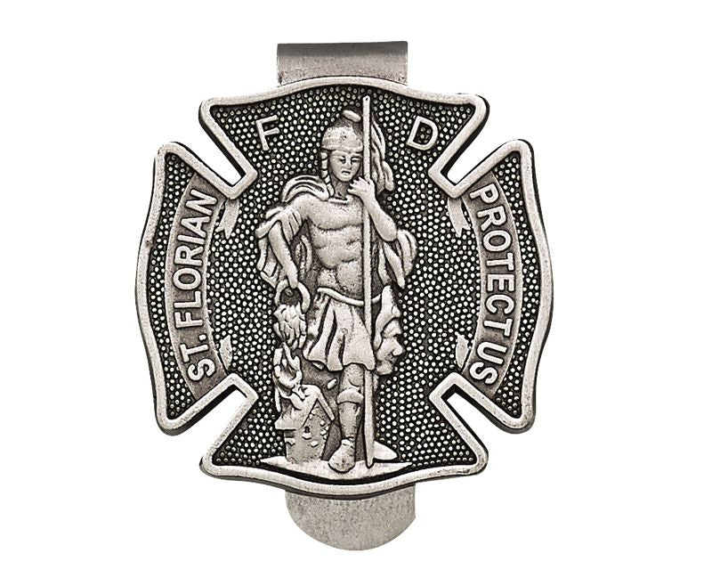 Extel Pewter St. Florian Firefighter Sun Visor Clip Gift