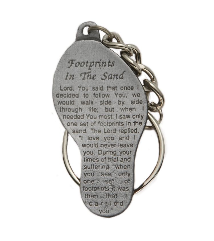 Extel Pewter Footprints in the Sand Key Chain Accessory