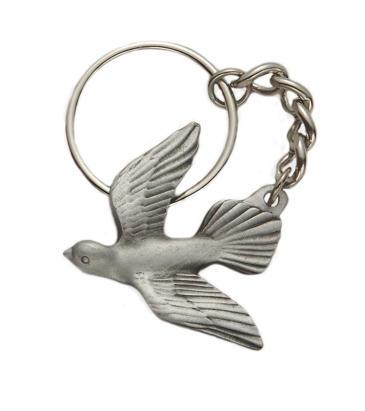 Extel Pewter Descending Dove Key Chain for Faithful Symbol