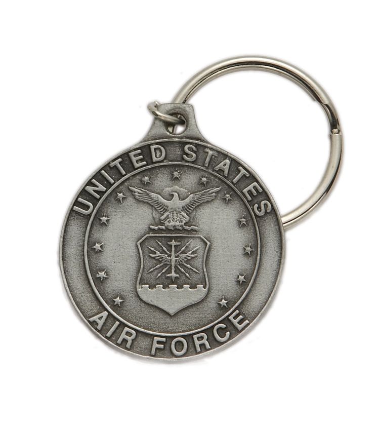 Extel Pewter Round St. Michael Air Force Key Chain Gift
