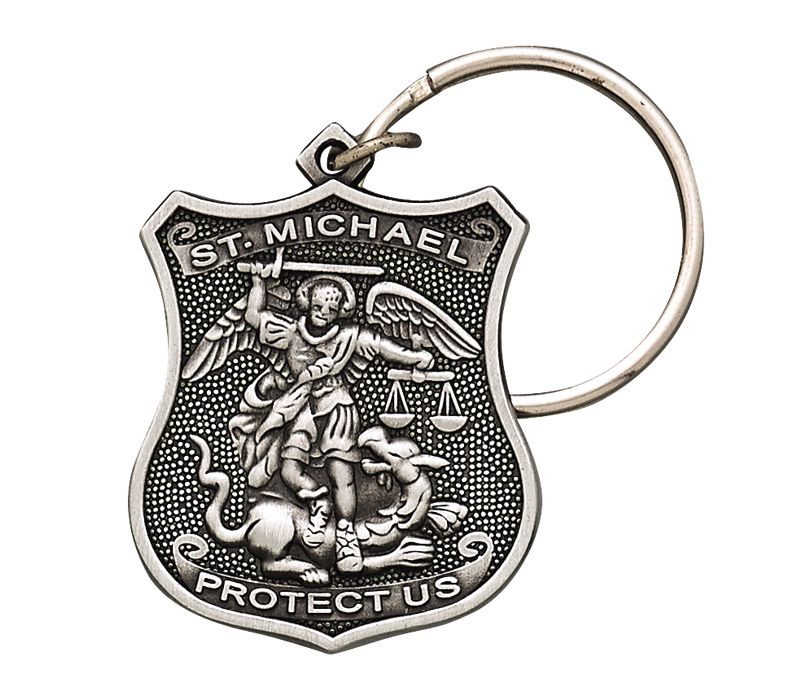 Extel Pewter St. Michael Patron Saint Police Key Chain