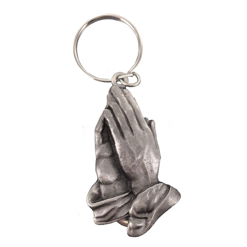Extel Pewter Serenity Praying Hands Key Chain Gift Item