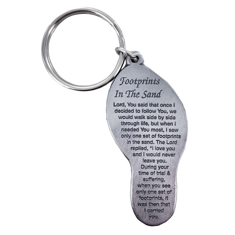 Extel Pewter Footprints in the Sand Key Chain Gift for Inspiration