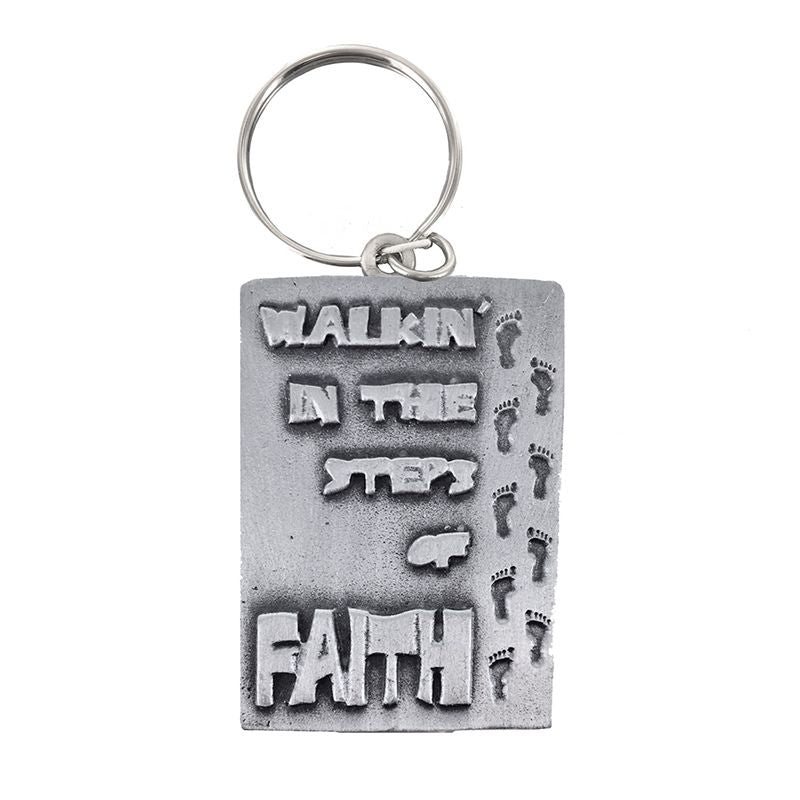 Extel Pewter Footprints in the Sand Faith Key Chain Gift