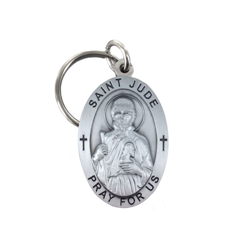 Extel Pewter Oval St. Jude Key Chain for Hopeless Causes