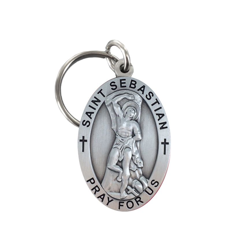 Extel Pewter Oval St. Sebastian Key Chain for Athletes