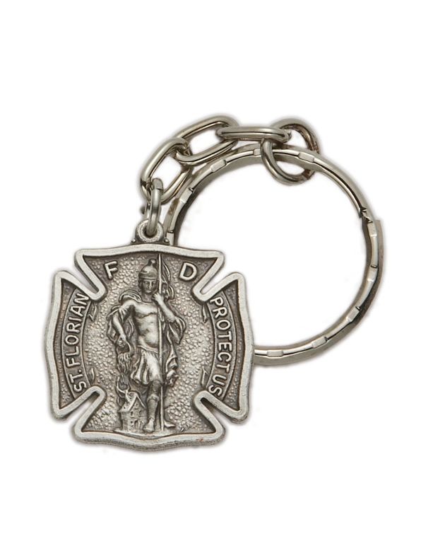 Extel St. Florian Patron Saint Fire Fighters Maltese Cross Key Chain