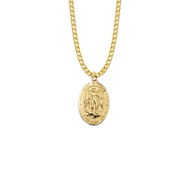 Extel Large 14KT Gold Plated St. Michael Medal Pendant