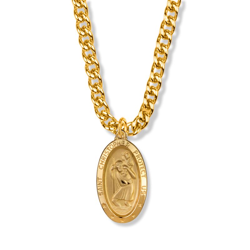 Extel Large 14KT Gold Plated St. Christopher Medal Pendant