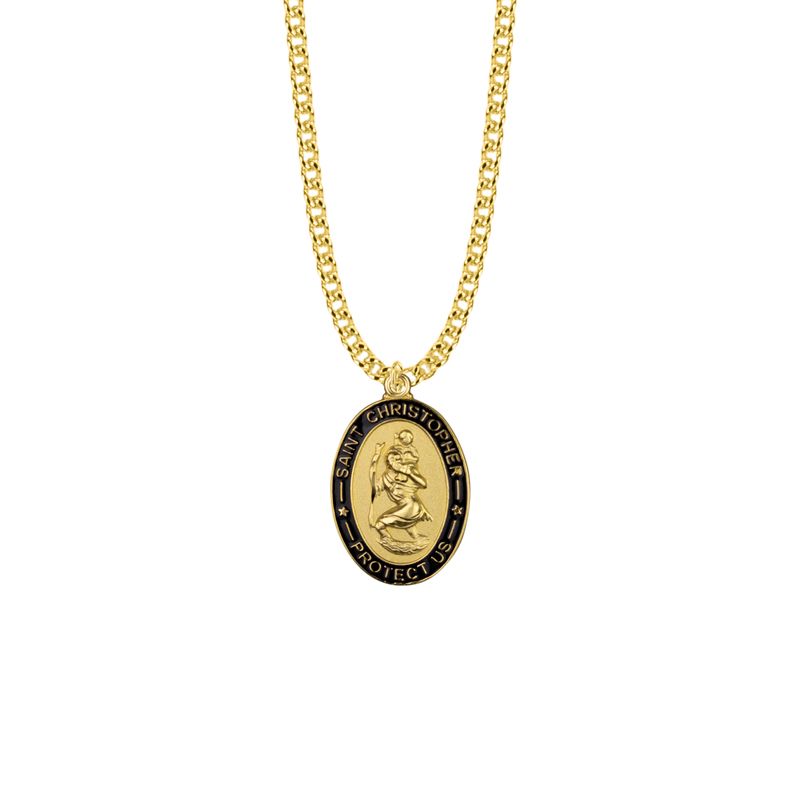 Extel Large 14KT Gold Plated Over Sterling Silver St. Christopher Medal Pendant