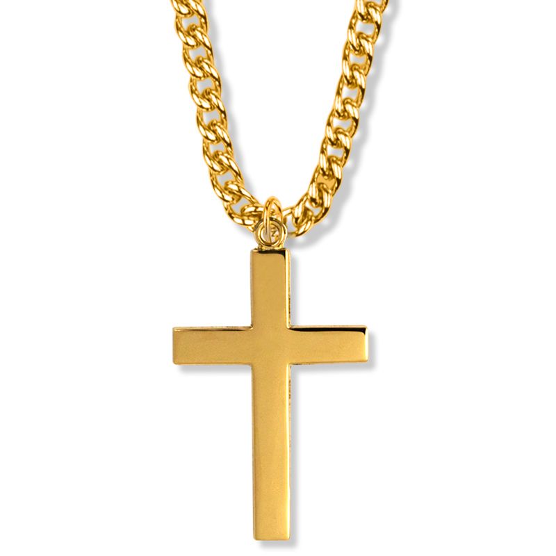 Extel Large 14KT Gold Plated Cross Pendant for Men 24 Inch Chain