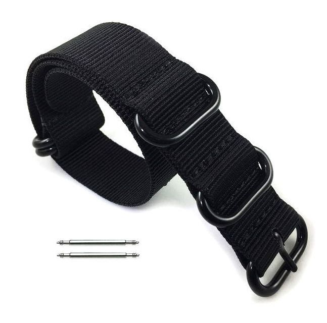 Victorinox Swiss Army Compatible 5 Ring Ballistic Army Military Black Nylon Replacement Watch Band Strap PVD #3014
