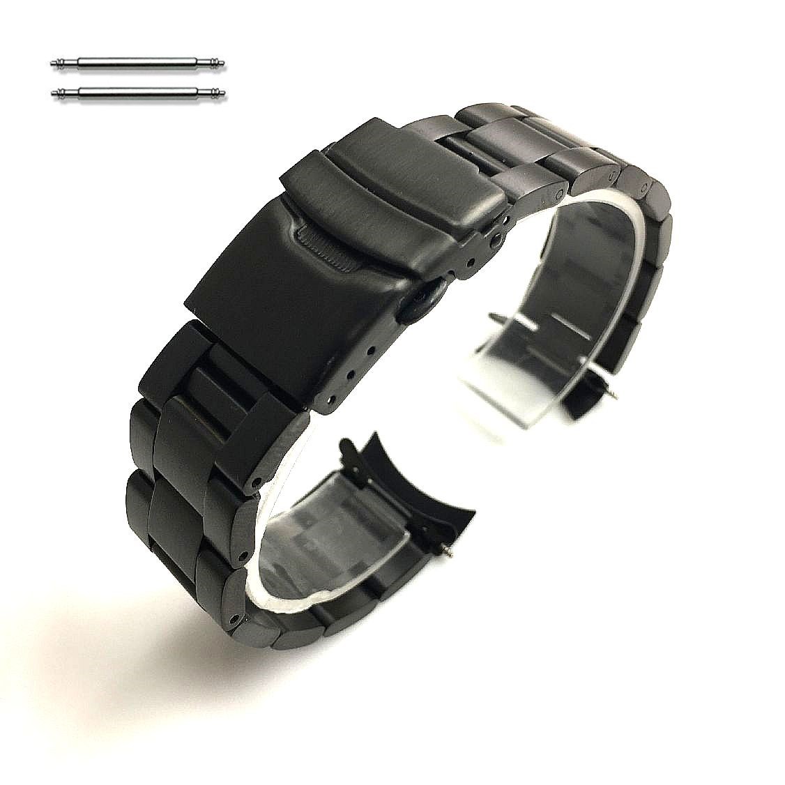 Victorinox Swiss Army Compatible Black PVD Metal Stainless Steel Oyster Style Replacement Curved End Watch Band #7016