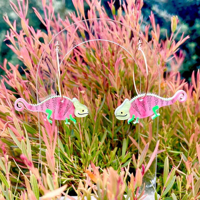 Watermelon Chameleon Earrings By Wintersheart