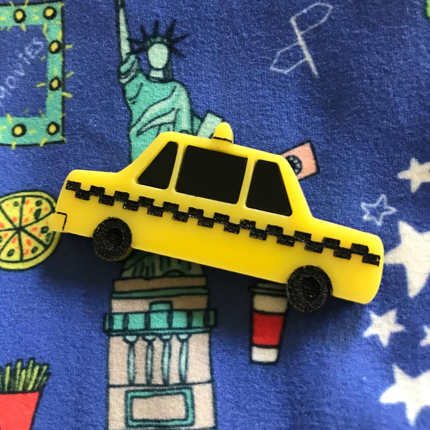 Yellow Taxi Mini Brooch By Wednesday Jones