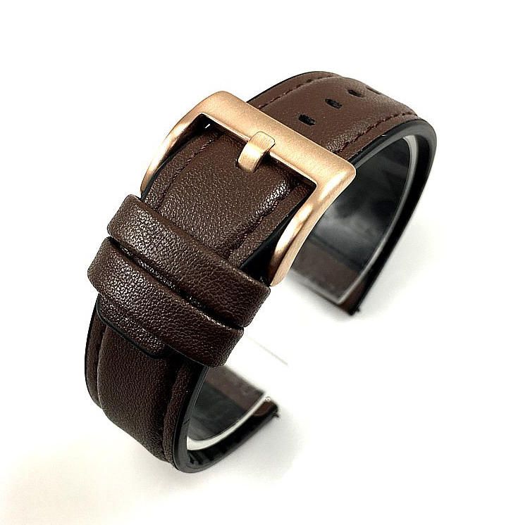 Wenger Compatible Brown Leather Watch Strap Quick Release Band Rose Gold Buckle #1527