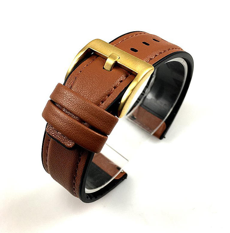 Wenger Compatible Light Brown Leather Watch Strap Quick Release Band Gold Buckle #1523