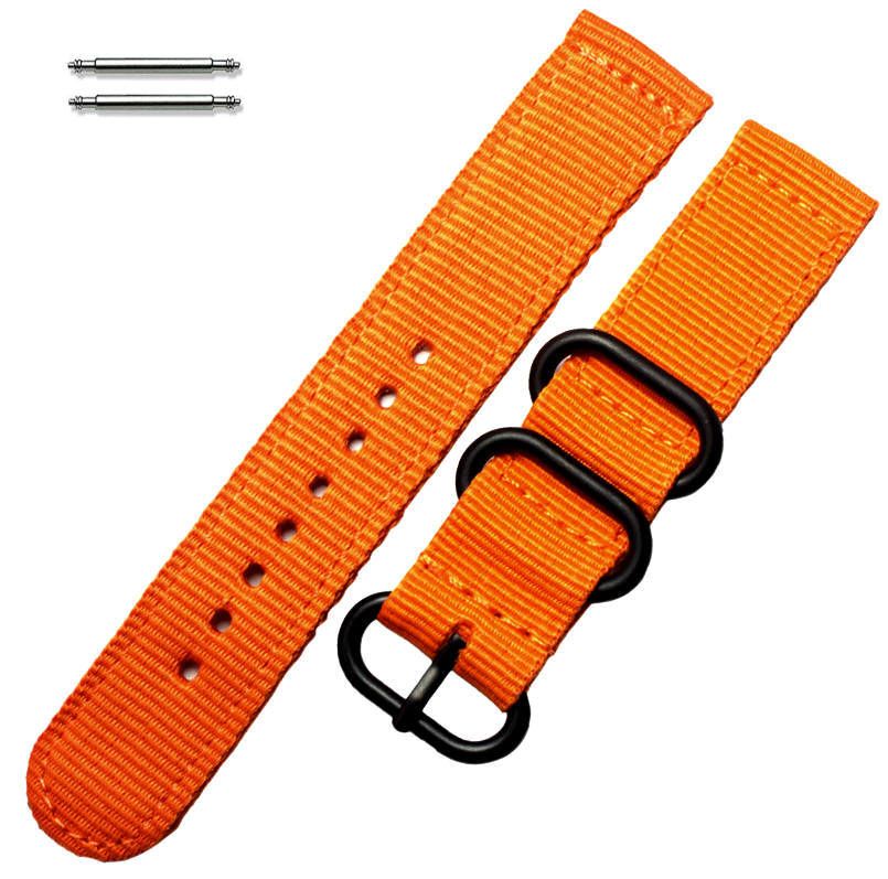 Wenger Compatible Orange Nylon Watch Band Strap Belt Army Military Ballistic Black Buckle #6038