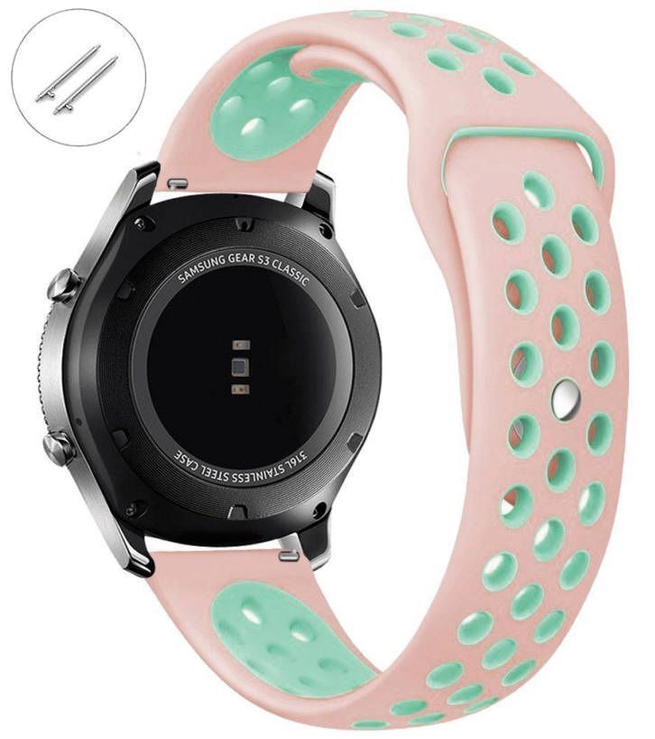 Wenger Compatible Pink & Turquoise Silicone Replacement Watch Band Strap Quick Release Pins #4080