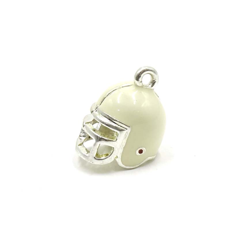 White Football Helmet Enamel Charm 3D