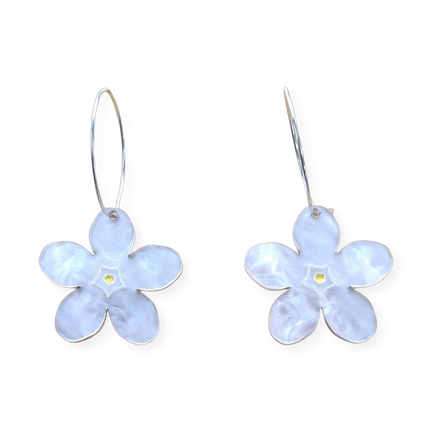 White Forget Me Not Dangle Earrings By Wintersheart
