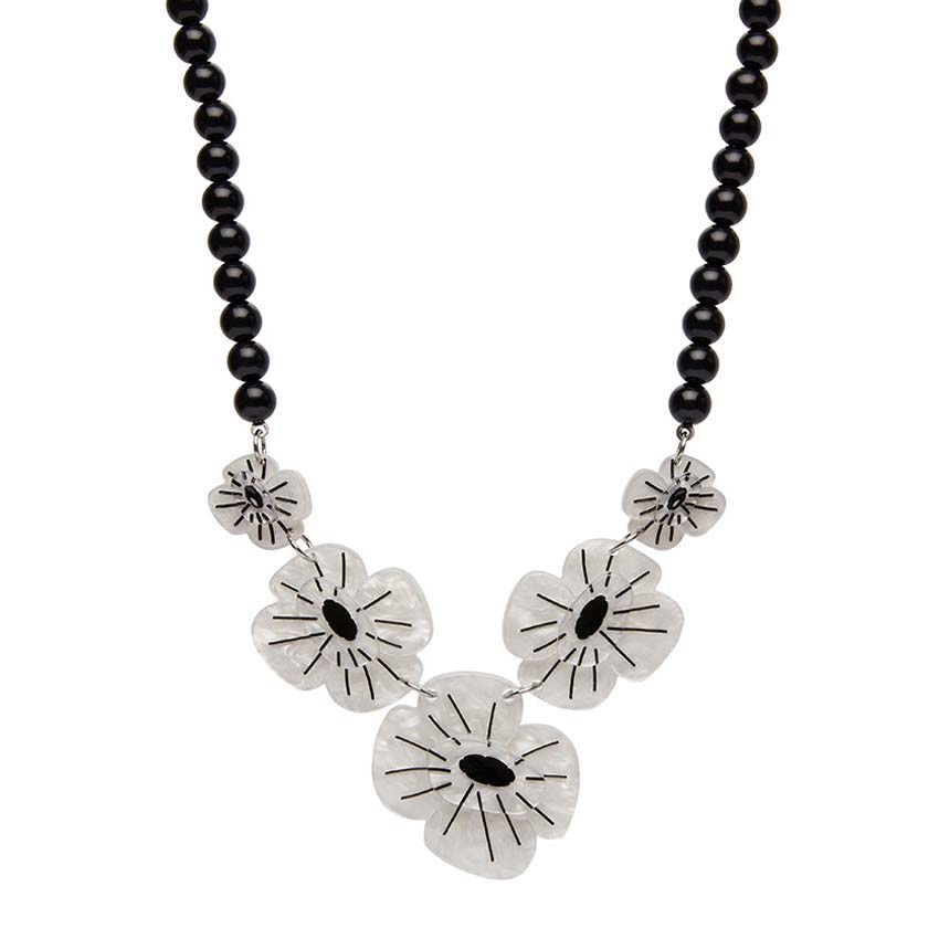 White Remembrance Poppy Necklace By Erstwilder