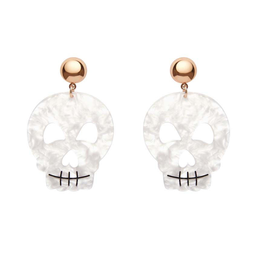 White Skull Statement Earrings By Erstwilder