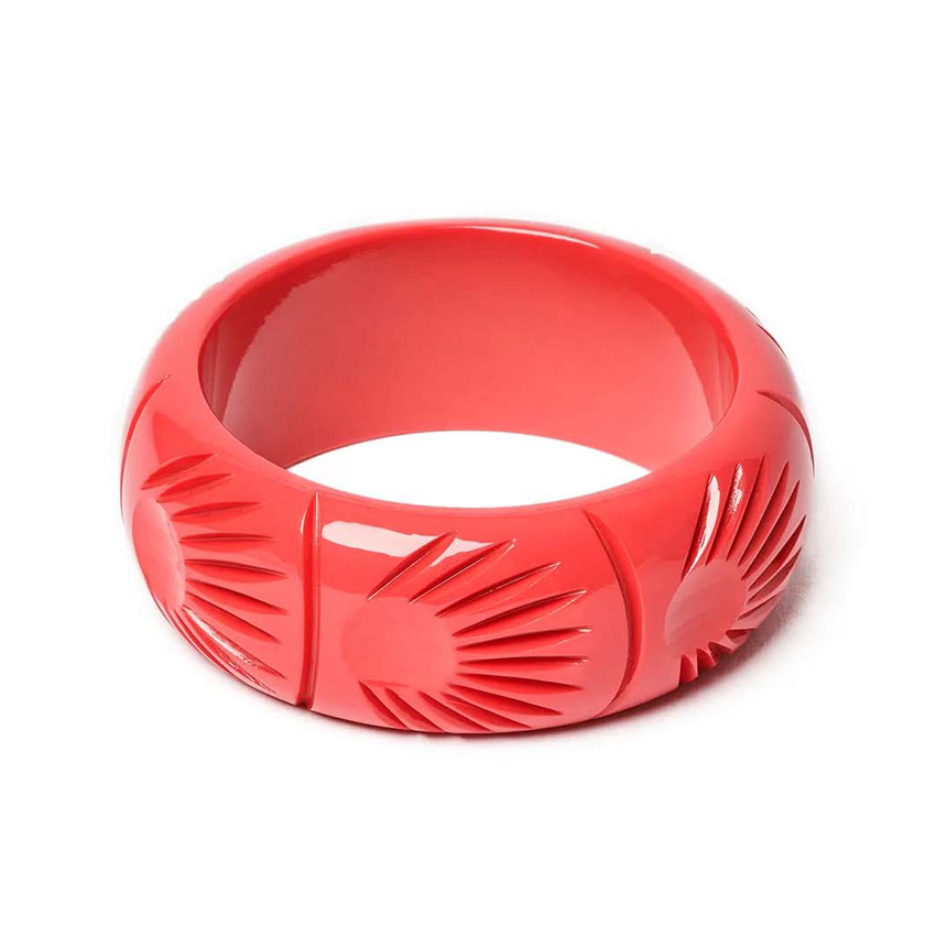 Wide Hibiscus Heavy Carved Bangle By Splendette