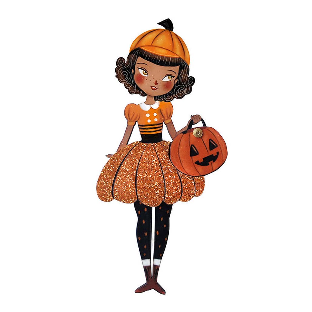 Woman Dressed As A Pumpkin Brooch By Laliblue