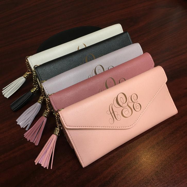 Women's Personalized Clutch Wallet Card Holder Customized w Engraved Monogram