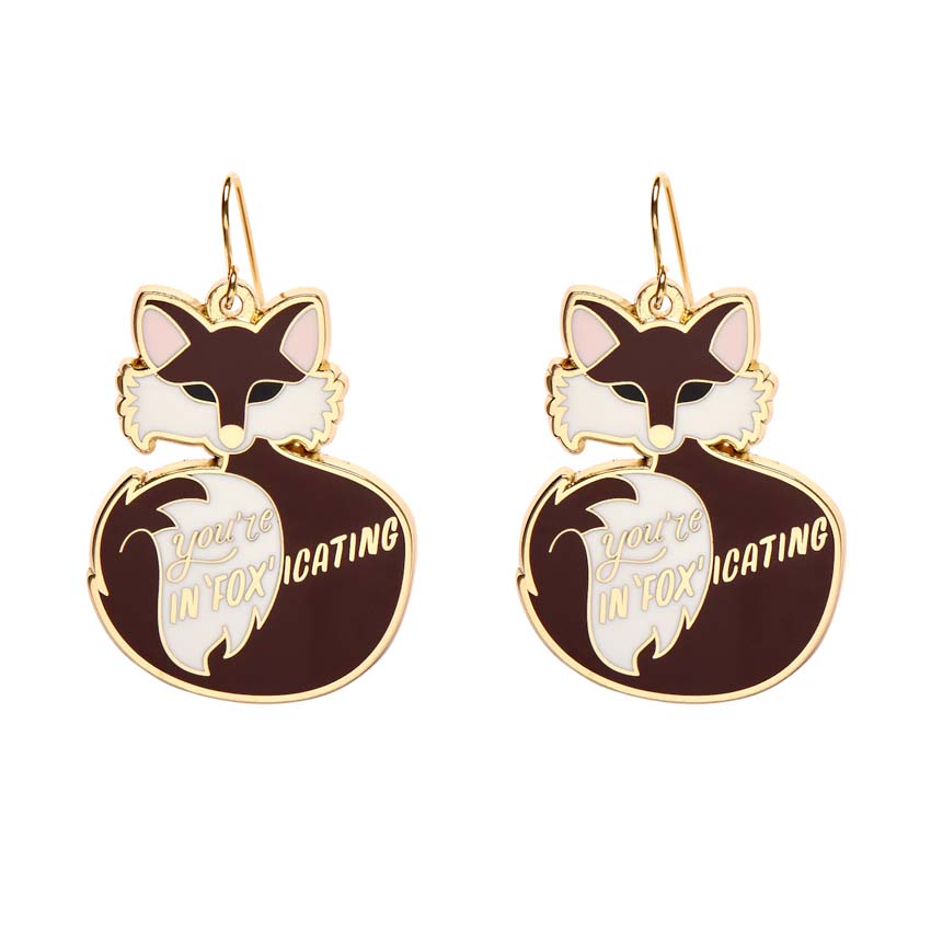 You're In"FOX"icating Enamel Drop Earrings By Erstwilder X Liz Harry